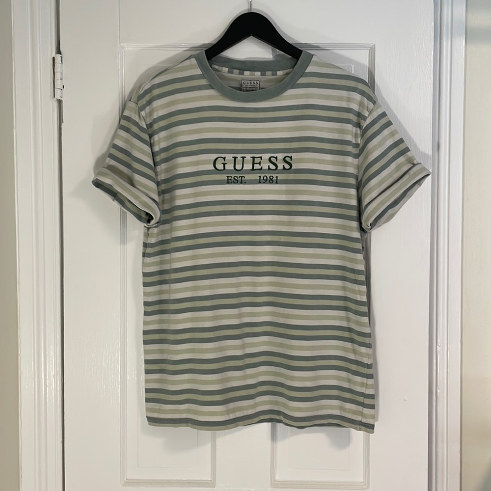 Green Guess Striped Tee - Small